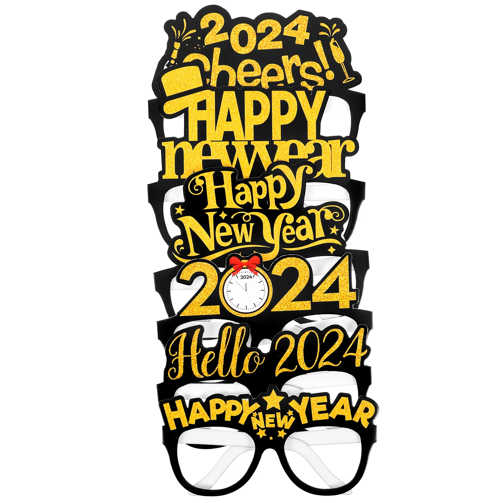 

6 Pcs 2024 New Year Glasses Eye Decoration Happy Eyeglasses Party Supplies Paper Eyewear
