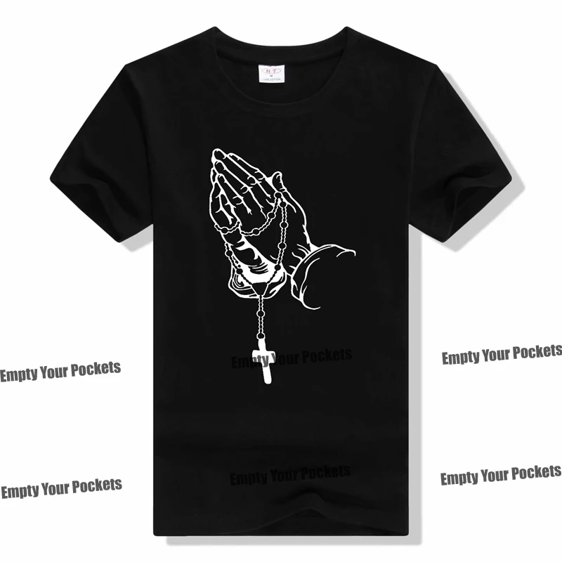 Футболка мужская с молитвенными руками повседневная хлопковая рубашка коротким