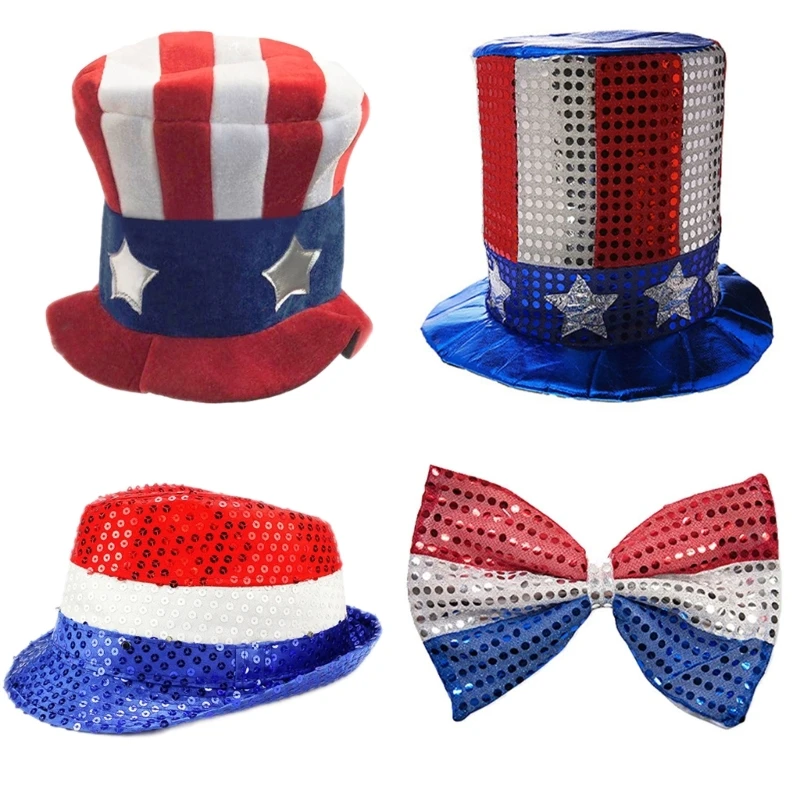 

Top Hat Red White Blue Patriotic July 4th Costume Accessory Headwear Props