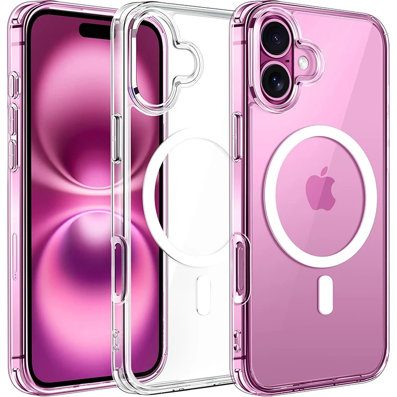 Фото Магнитный чехол для iPhone 16, 15, 14, 13, 12, 11 Pro Max Plus Mini для Magsafa, беспроводная зарядка, гибридный жесткий чехол для ПК, силиконовый чехол 1 №1