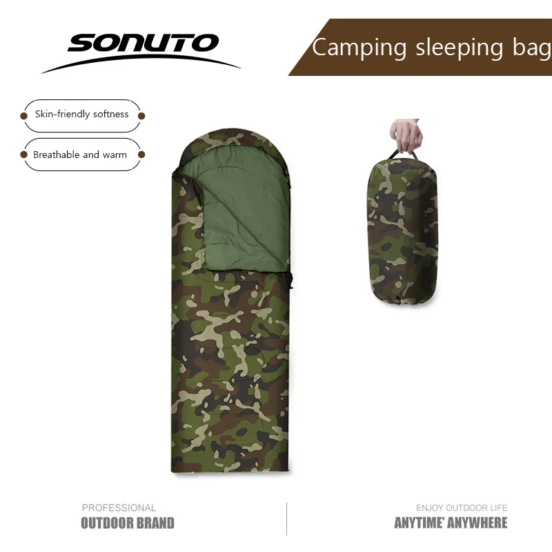 

Sonuto Envelope Digital Camouflage Sleeping Bag Outdoor Camping Camping Travel Warm Adult Winter Cotton Sleeping Bag Thickened