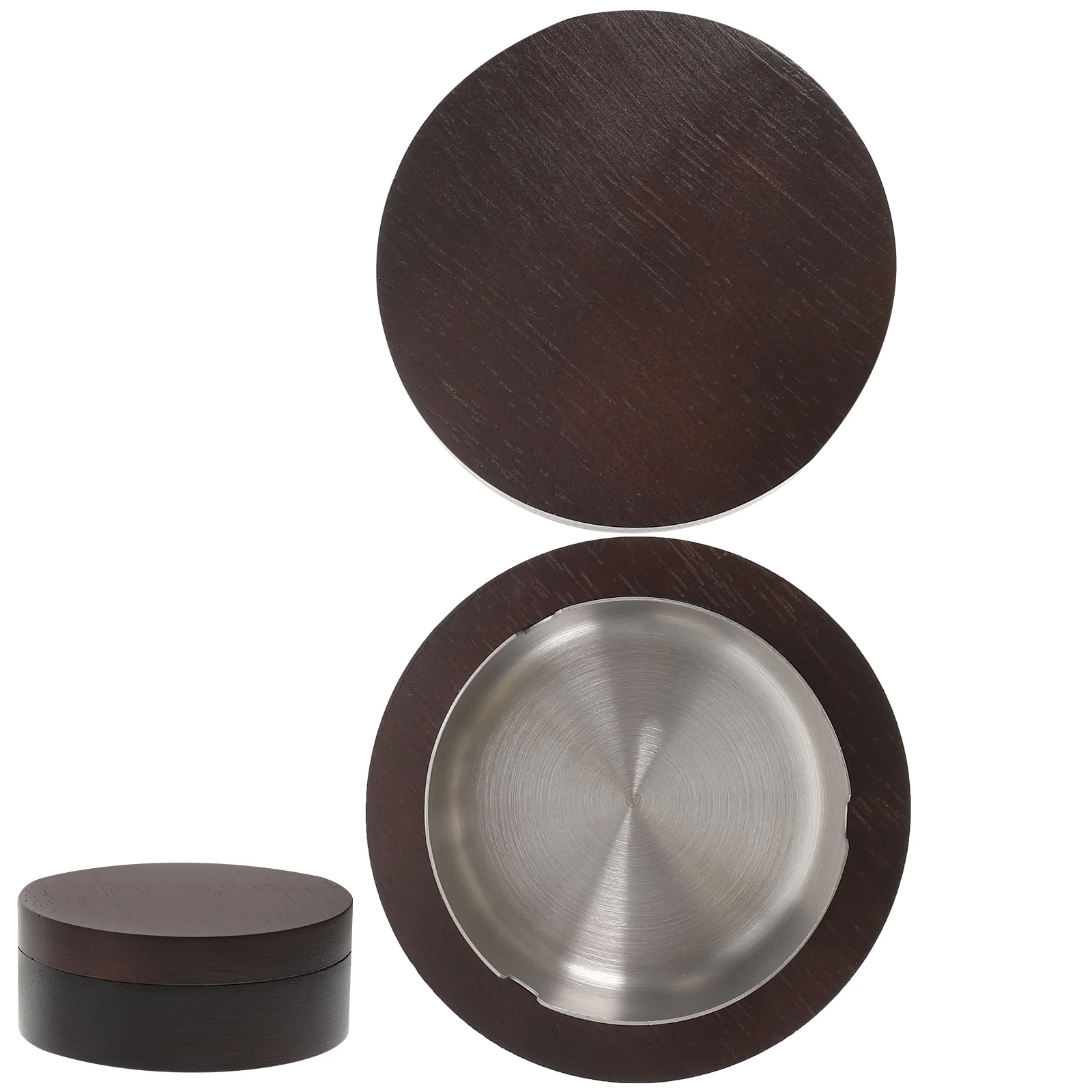 

Ashtray Wooden Lid Cigar Windproof Tabletop Rustic Decoration Retro Ashtrays Portable Metal Liner