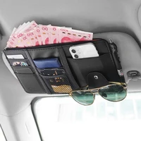 sun visor card holder high capacity multifunctional fine stitching tidying retractable sun visor pocket organizer pouch for car
