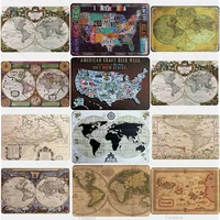 vintage world map iron painting metal print tin sign poster plaque wall art decor bedroom wall metal painting