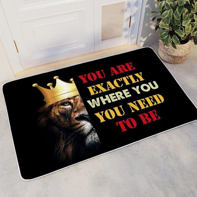 BlessLiving Lion King Crown Small Carpet Fierce Wild Animal  Polyester Anti-Slip Doormats Area Rugs Home Decor Floor Mats 1