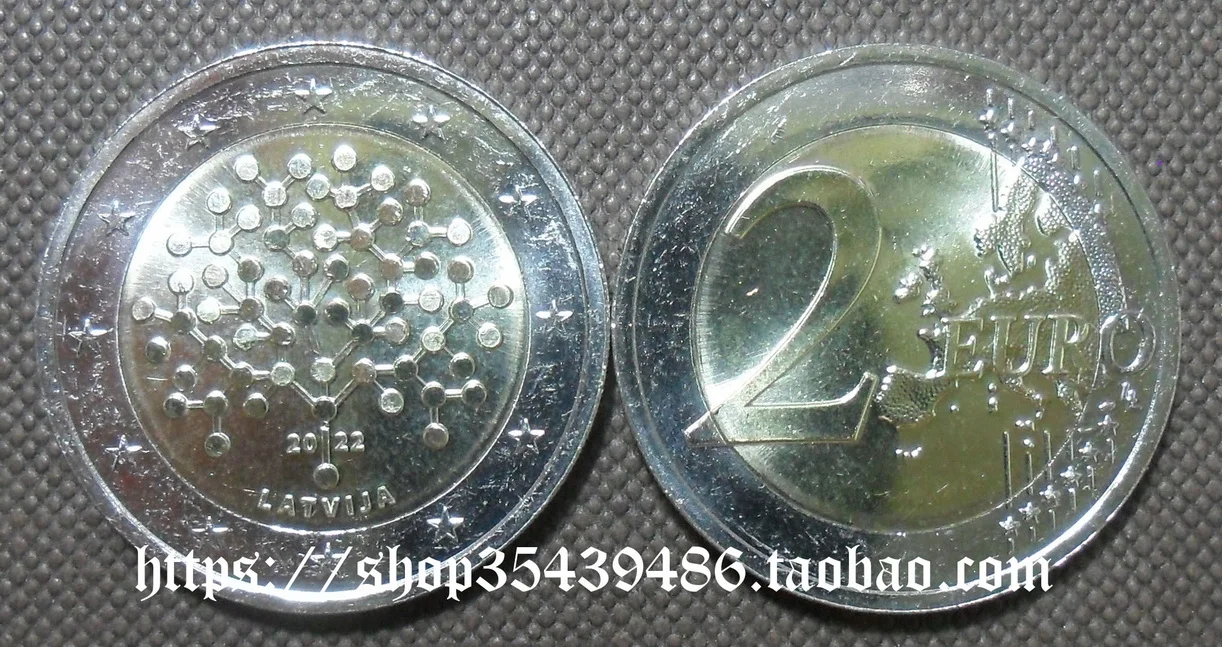 

Европейские латыни, 2022 банк латырей, байянские финансовые знания, 2 евро, двухцветные памятные монеты 100% оригинальные