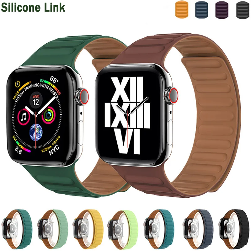 

Ремешок силиконовый магнитный для apple watch band 44 40 мм 8 41 45 мм, браслет для iWatch series ultra 7 6 SE 5 4 3 49 42 38 мм