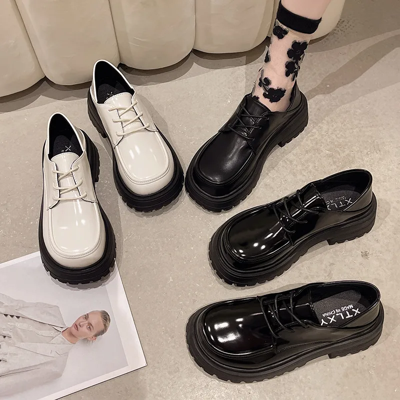 

Cross Women's Shoes Soft Clogs Platform All-Match Female Footwear Oxfords Summer Creepers Dress Leather New Flat Basic Fabric Cr