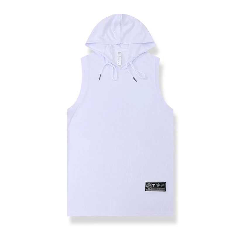 Мужской однотонный жилет с капюшоном без рукавов