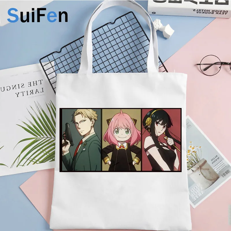 

Сумка для покупок spy x family, Женская эко-сумка, многоразовые сумки для покупок, сделанные на заказ