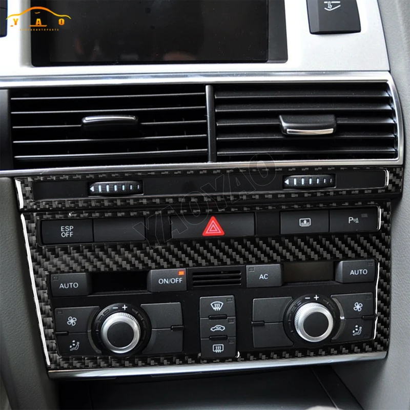 Фото Автомобильная наклейка из углеродного волокна для Audi A6 C6 4F 2005 2006 2007 2008 2009 2011, кондиционирование воздуха, CD панель, наклейка, крышка, автомобильные аксессуары №4