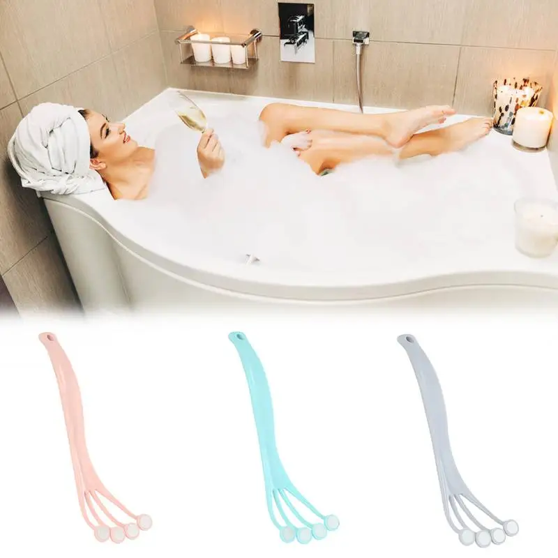 

Щетка для ванны с длинной ручкой, скребок для ванны с изогнутой длинной ручкой для мягкого отшелушивания, эргономичный обтекаемый массажер для тела для мужчин