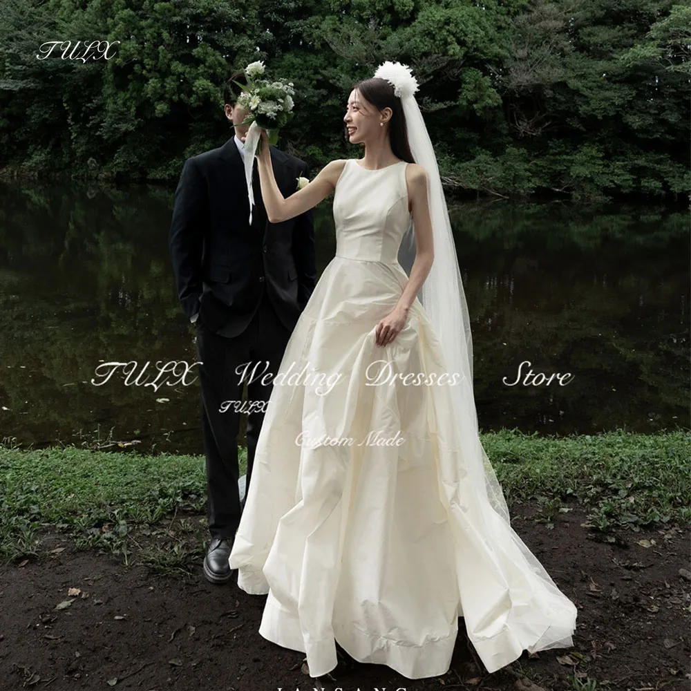 TULX Простая тафта длиной до пола корейские свадебные платья для фотосессии с