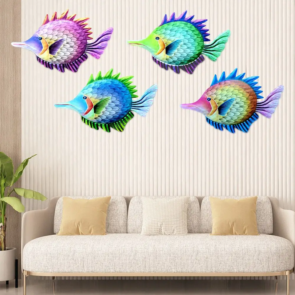 

Bedroom Sculpture Indoor Outdoor Courtyard Garden Craft Metal Fish Wall Decoration Iron Art Hanging Ornament