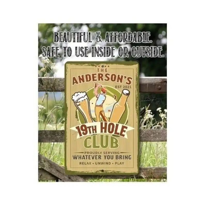 

Personalized 19th Hole Club Golf - 8" X 12" Or 12" X 18" Aluminum Tin Awesome Metal Poster