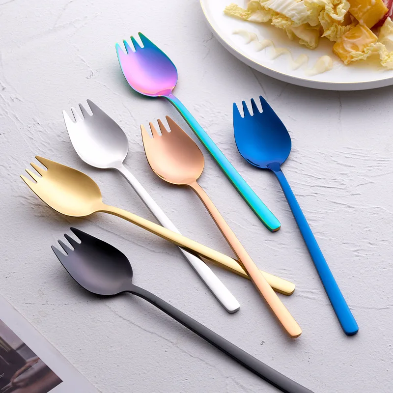 Stainless Steel Cutlery Salad Spoon Creative spoon Fork Flat