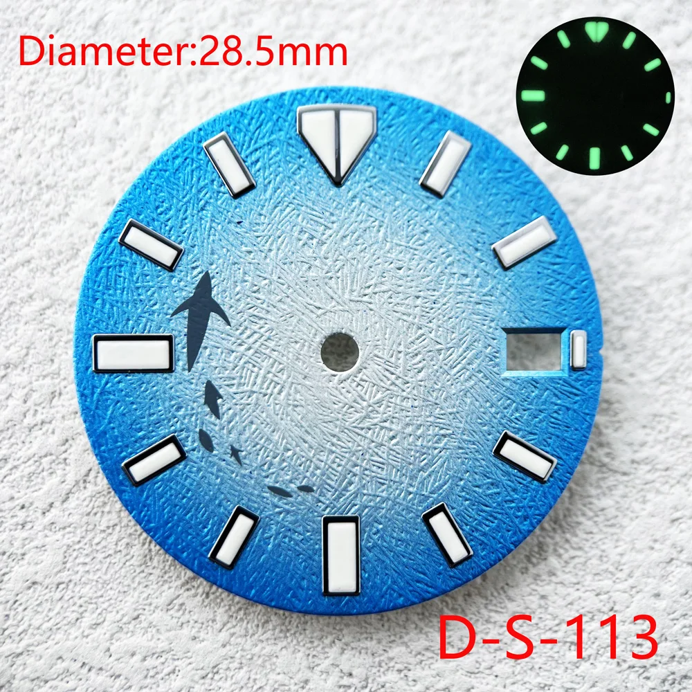 28.5mm Green/Blue Luminous Dial Fit SKX007/SUB Watches Accessories for NH35 NH36 Automatic Movement With S Logo