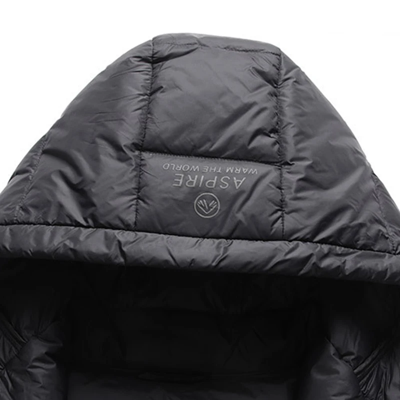 New Men's Fashion Coat Winter Down Jacket Black Zipper Hooded Jacket Medium and Long Daily Casual Warm Bread Down Jacket