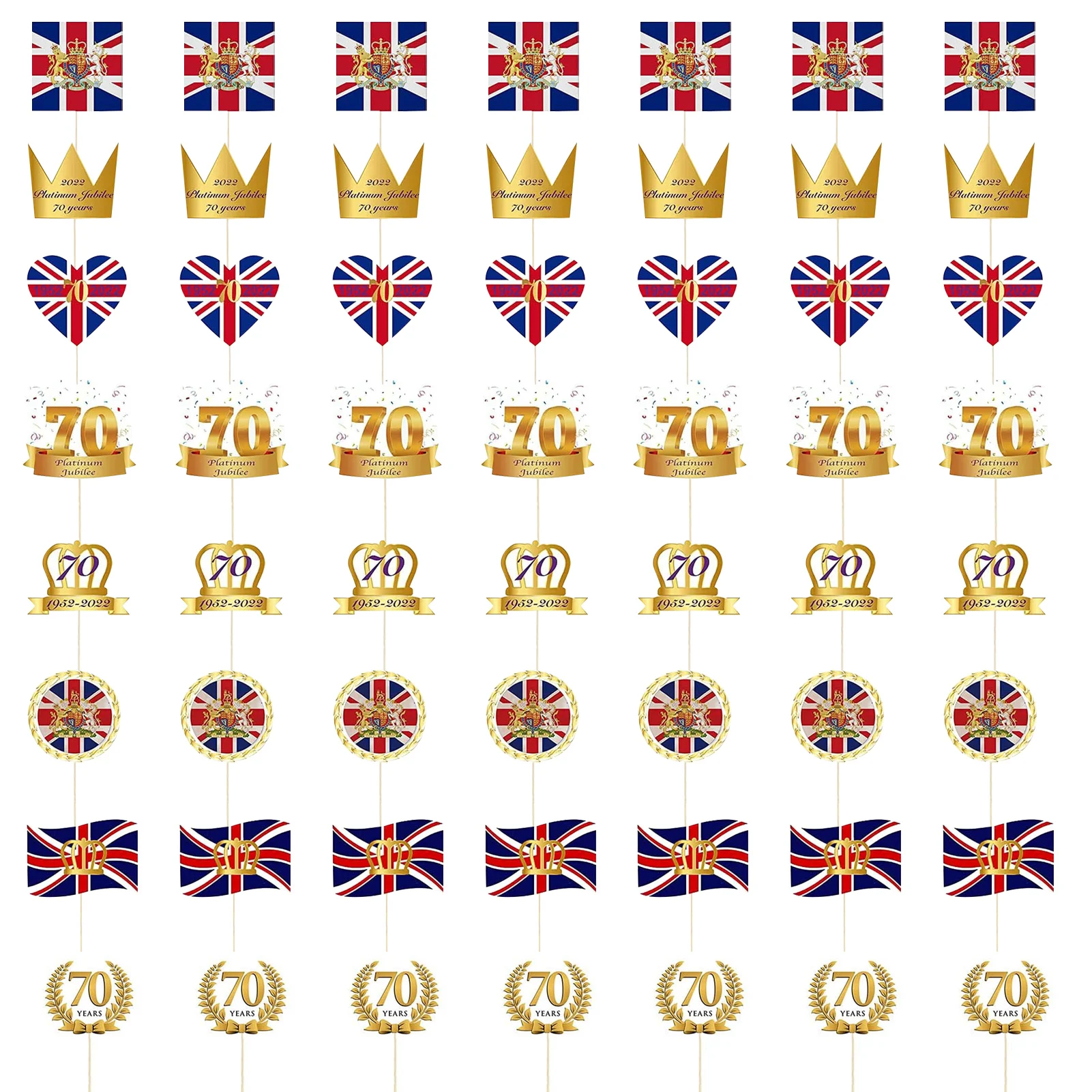 

2022 королева юбилейные капкейки топперы 70-й королевы Платина юбилейные бриллианты Великобритания патриотические капкейки