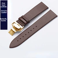 genuine leather unisex ultra thin butterfly buckle top layer strap compatible for ck dw fossil watchs 12mm 13mm 14mm watch band