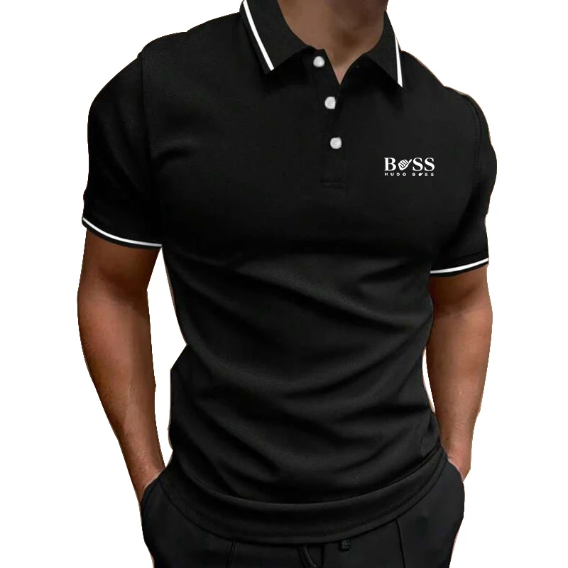 

Men Clothes Summer Slim Fit Fashion Short Sleeve Sport Print Simple Style Polo Shirt .