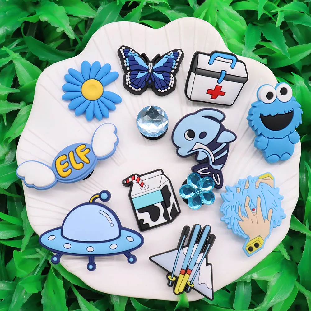 Mix 50pcs Cartoon Sesame Street Japan Anime Butterfly Milk PVC Garden Shoe Charms Buckle Clog Fit Wristband Kids X-Mas Croc Jibz images - 6