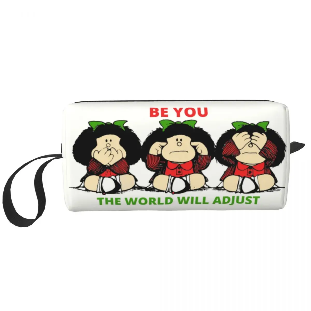 

Cute Triple Mafalda Cartoon Travel Toiletry Bag for Women Argentina Quino Manga Makeup Cosmetic Bag Beauty Storage Dopp Kit Case