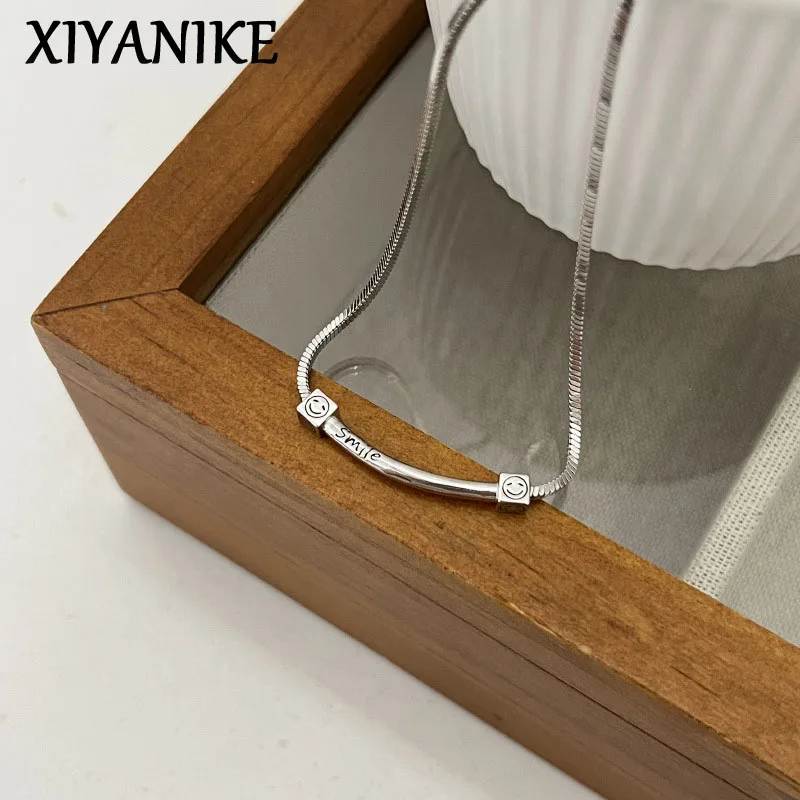 

XIYANIKE Korean Smile Face Pendant Necklace For Women Sweet Fashion New Trendy Jewelry Girl Gift Party Birthday collier femme