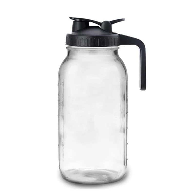 

64Oz Glass Pitcher With Lid Wide Mouth Jar Leak-Proof Water Jug, For Water, Juice, And Drinks