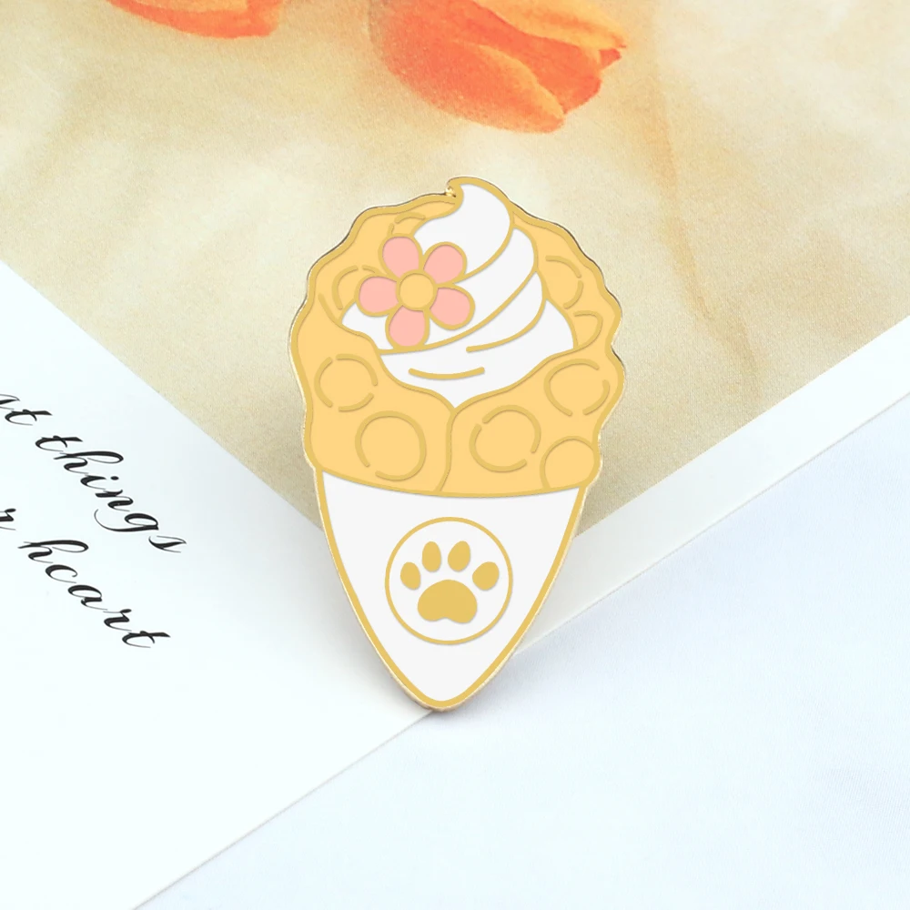 Новая милая маленькая цветочная собачья лапа мороженое эмалированная булавка