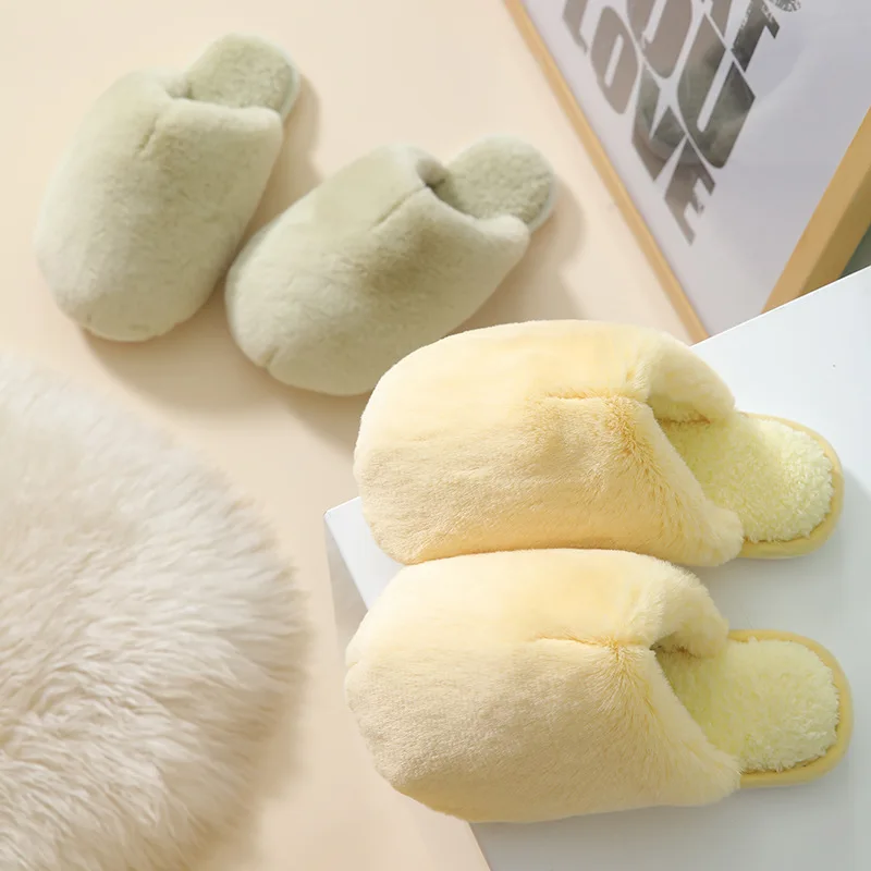 

Cotton slippers in autumn and winter indoor plush slippers for warmth and anti slip thick soles for couples plush
