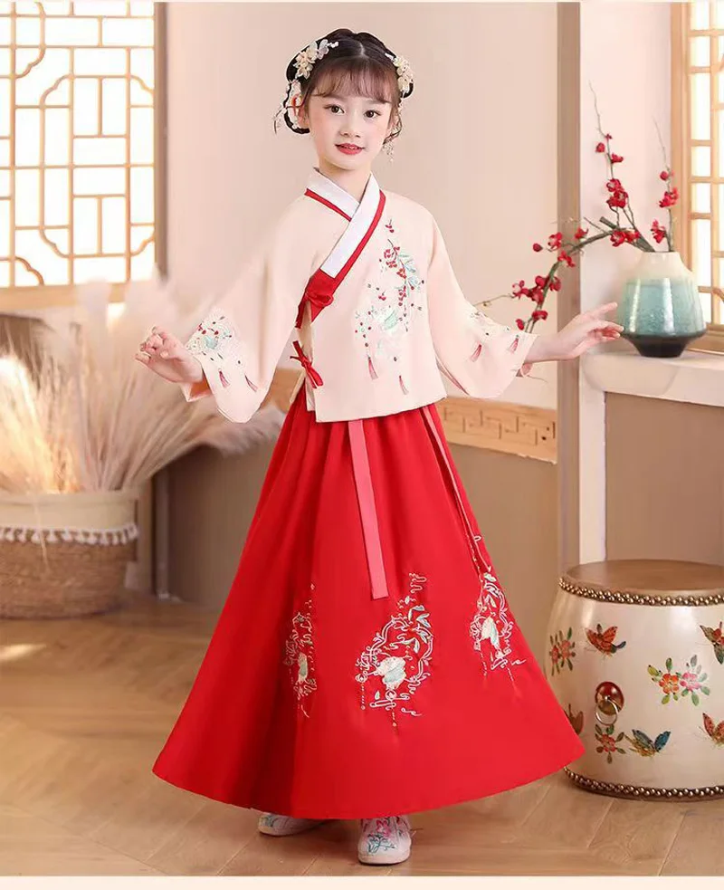 Новое китайское ретро платье Hanfu для девочек