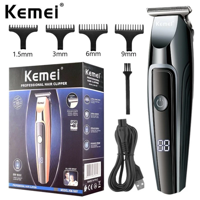 

Kemei New Hair Clipper Professional Trimmer for Men Rechargeable Hair Cutting Machine Haircut Cordless Beard Barber USB Shaver