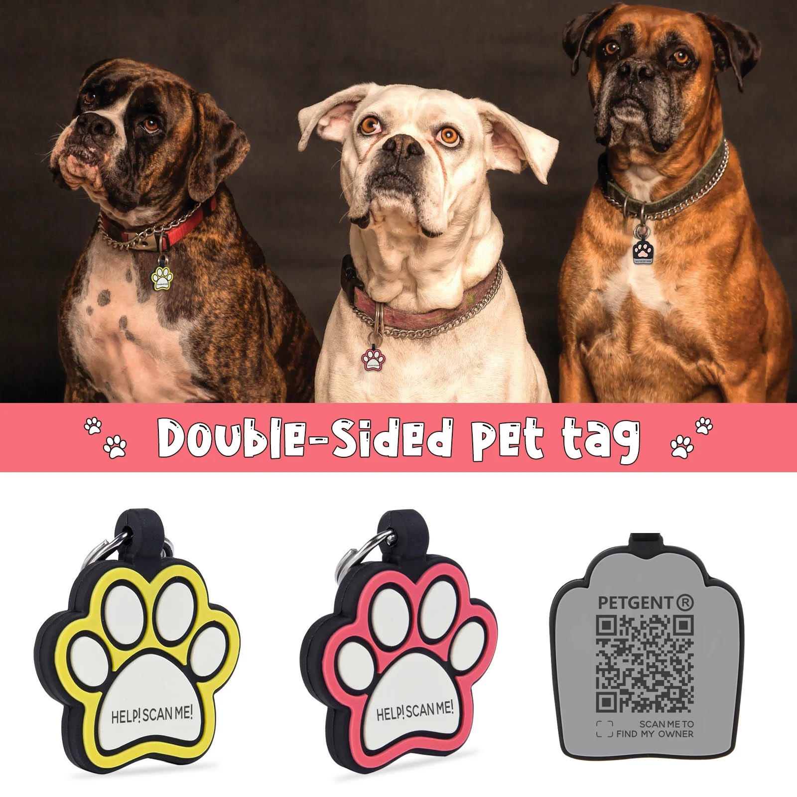

QR Code Pet ID Tags Personalized Dog Tags Collar Scan QR Shows Pet Online Profile Anti-lost Pendant Collar Pet Accessories