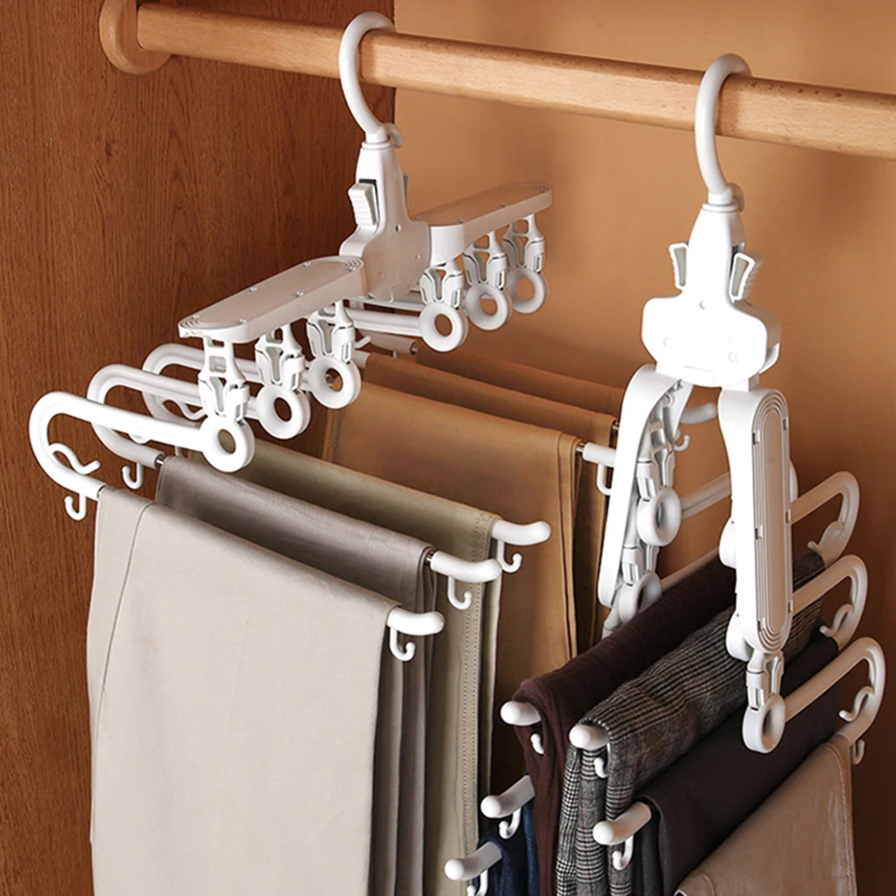 

Telescopic Trouser Rack Hangers Stainless Steel Folding Pants Racks Hanger Shelves Bedroom Closet Organizer Wardrobe Storage