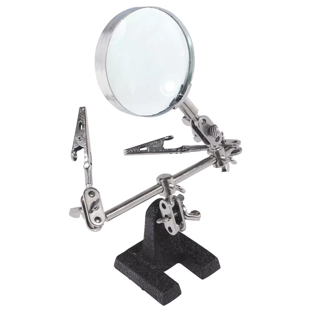

NFLC-Easy-carrying Helping Third Hand Tool Soldering Stand with 5X Magnifying Glass 2 Alligator Clips 360 Degree Rotating Adju