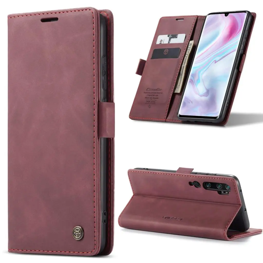 

Business Soft PU Leather Flip Wallet Case For Xiaomi Note 10 Pro CC9 Pro Full Protective Cover Magnetic Stand Card Bags Slots