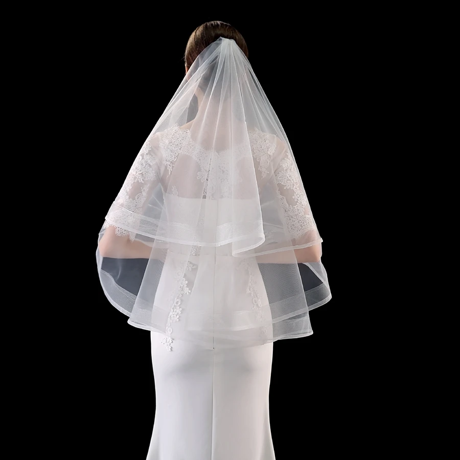

In Stock White Ivory Two Layer Short Wedding Veils Wedding accessoirres Bridal Veils bride veils velos de novia voile mariée