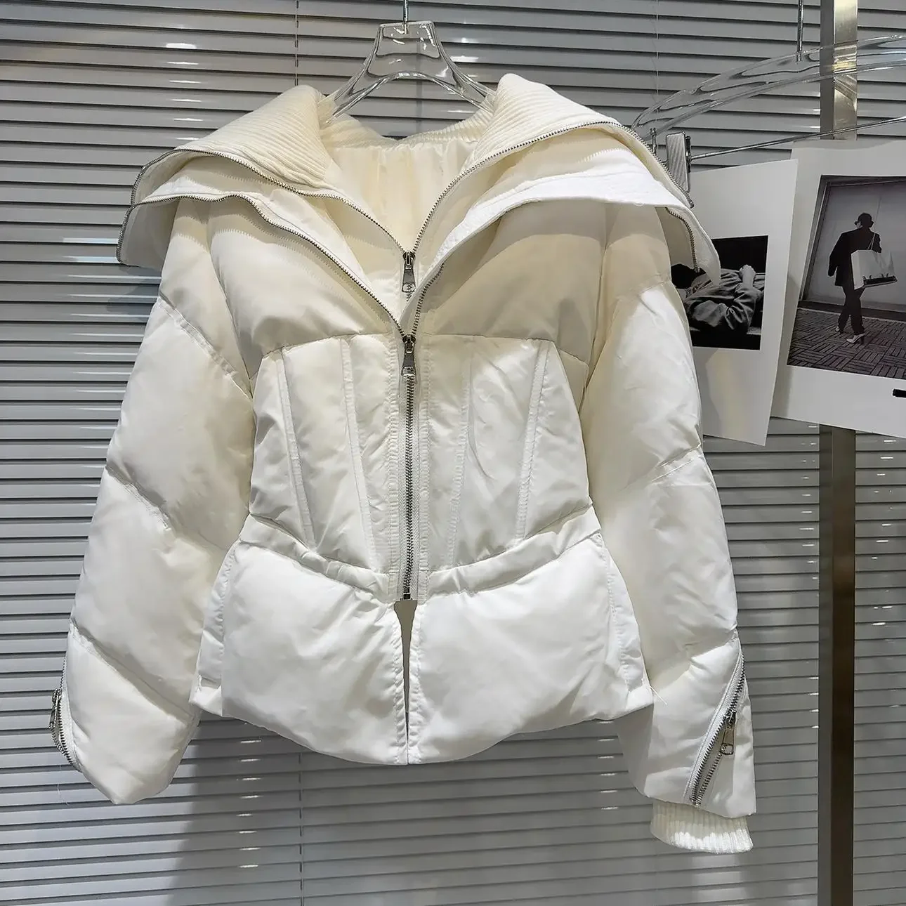 Модный женский осенне-зимний теплый пуховик милый крутой двухслойный