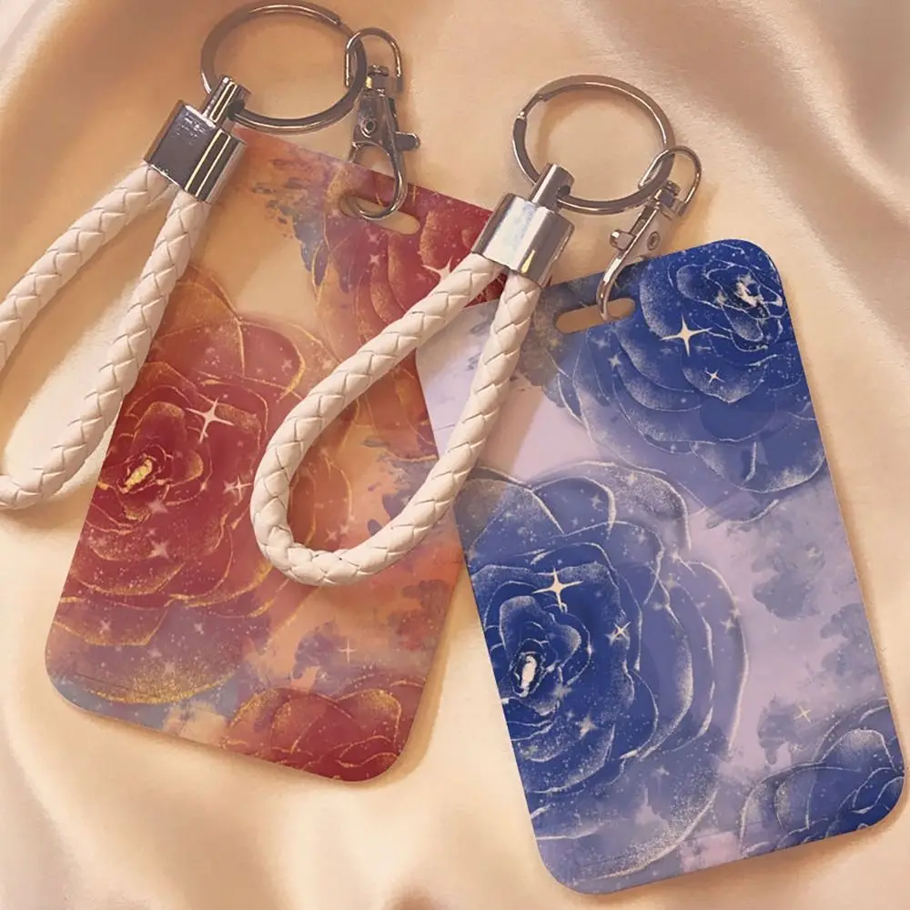 

1 Pc Children Student Plastic Business Card Holder Rose Pattern Credit Card Holders Bank ID Holders for Women Men Boy Girls