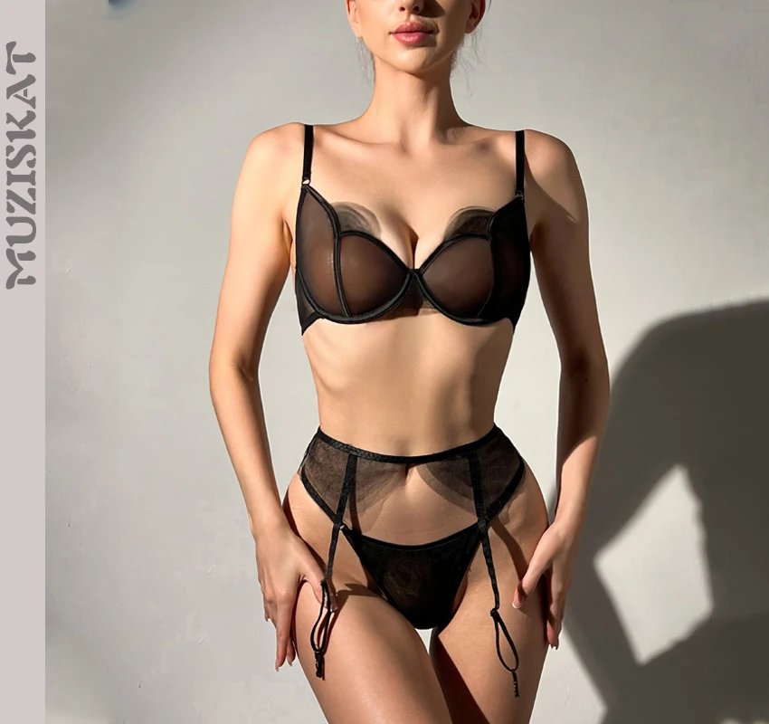 

MUZISKAT 2023 Summer New Comfortable Tulle See-through Europe And The United States Erotic Garter Set