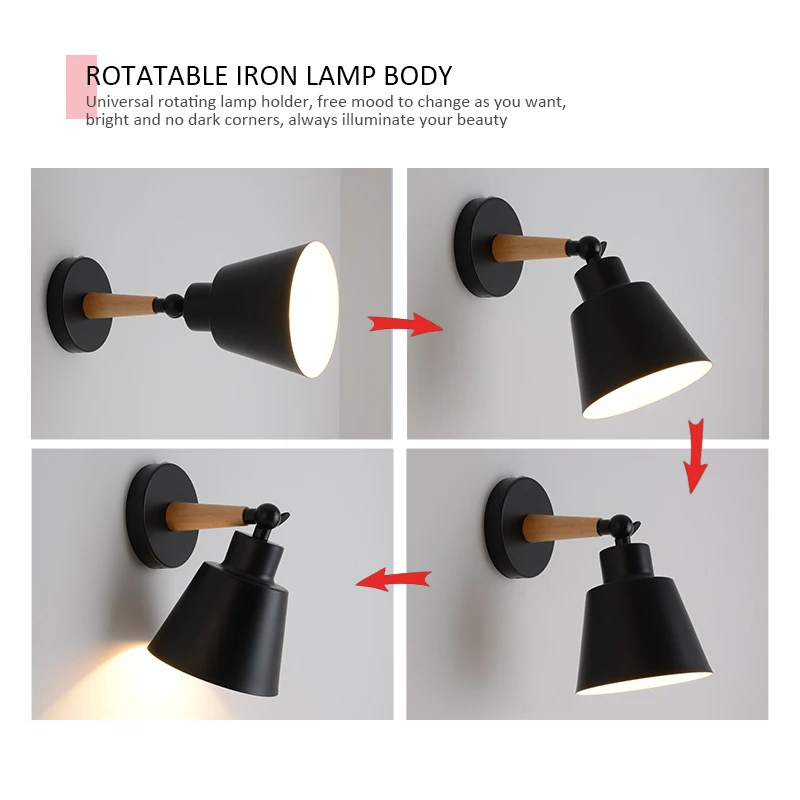 Настенный светильник PHYVAL из дерева современное железная лампа-основа для