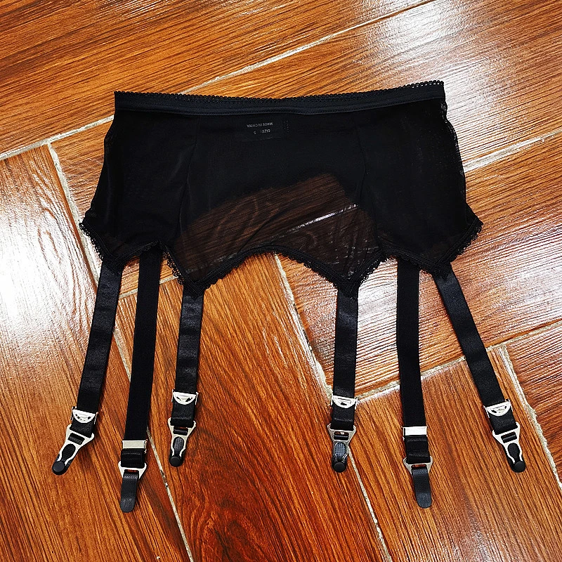 Black Mesh High Waist Sexy Garter Belt Women Ultra Thin Shaping Suspender Belt Exotic Lingerie Garters for Stockings Pantyhose