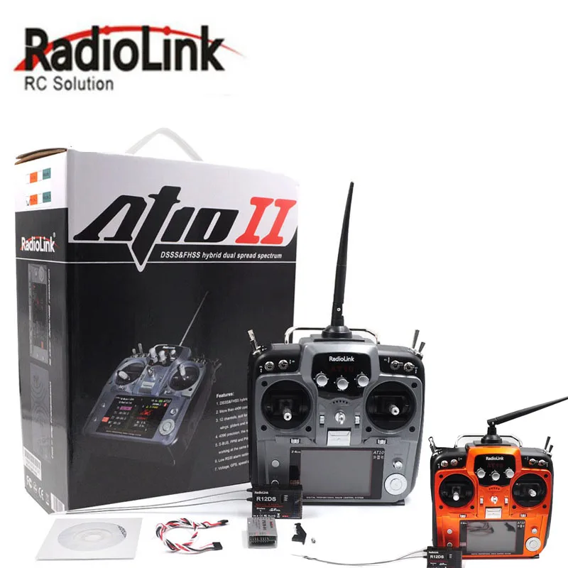 

Radiolink AT10II 2.4Ghz 12 Channel RC Transmitter and Receiver R12DS AT10 II PRM-01 Voltage Return for RC Drone Airplane Quad