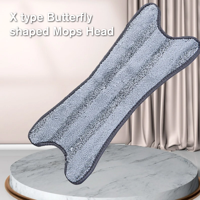 X Type Butterfly Shaped Mops Head Replacement Reusable Mop Rag Flat Household Hand Wash Free Dry Wet Dual-Use Mop Rag Cleaning C