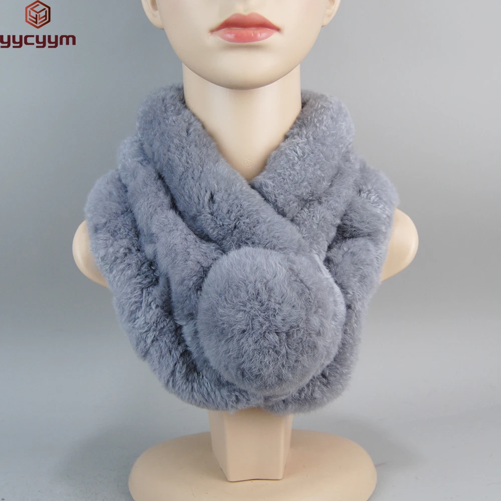 Новый зимний шарф с кольцом из натурального меха кролика рекс женские теплые