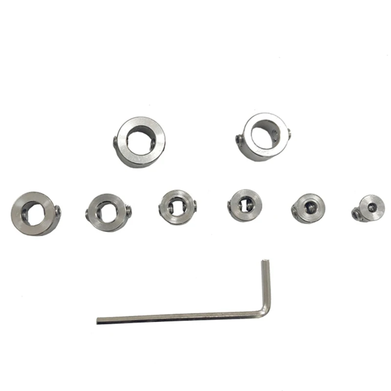 

8Piece Adjustable Positioner Limit Ring Hex Wrench Tighten The Stopper Set Screws Woodworking Tool Silver Stainless Steel