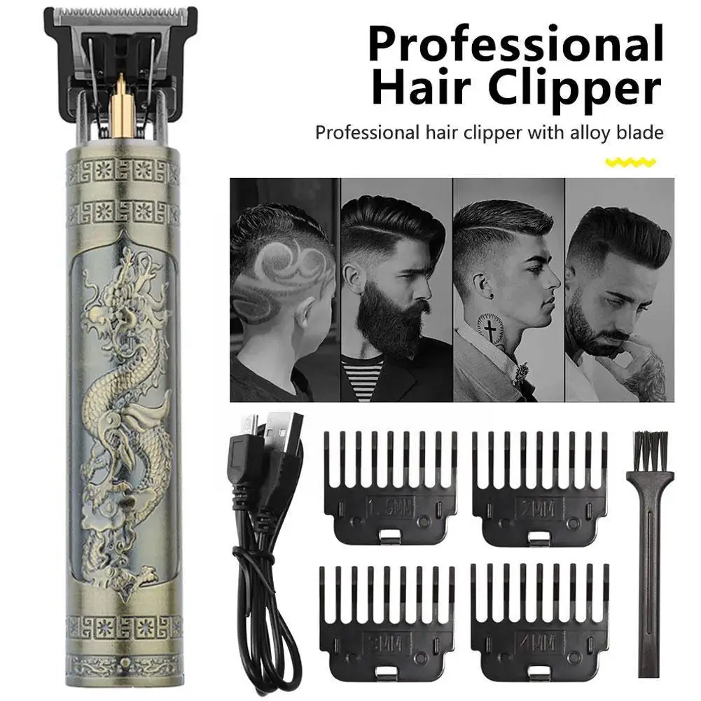 Vintage T9 Electric Hair Clipper Hair Cutting Machine Professional Men Portable Shaver Rechargeable Barber Trimmer Tool For O8K2