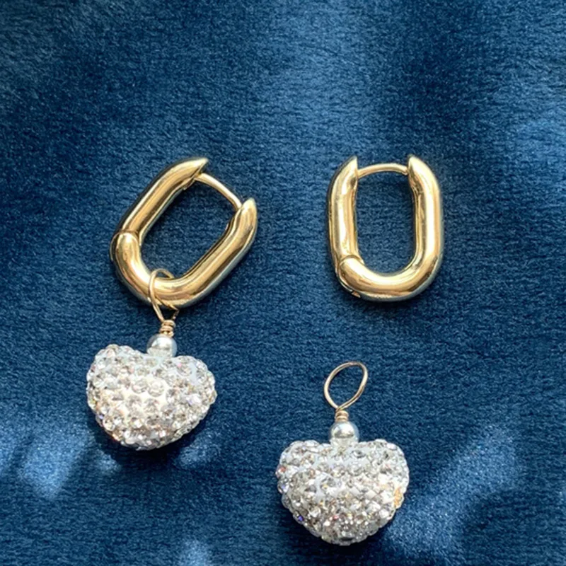 

W175 Простые Модные Дизайнерские серьги в виде сердца с бриллиантами, в стиле ретро