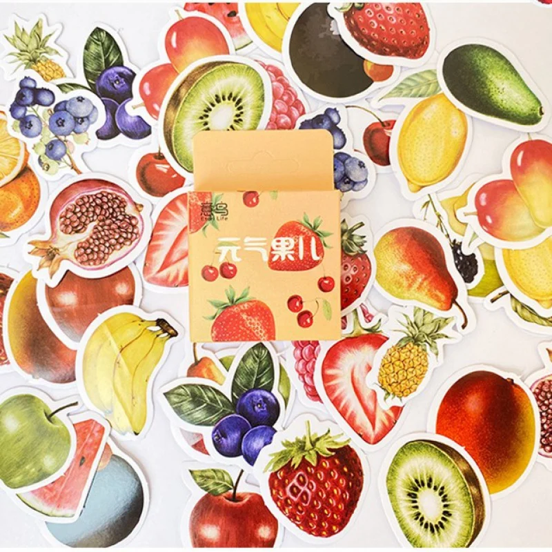 

Decor 46 Pcs Watercolor Fruits Aesthetic Diary Travel Journal Paper Stickers Scrapbooking Stationery School Office Art Supplies